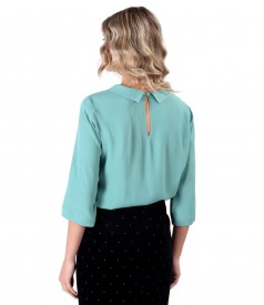 Viscose blouse with round collar