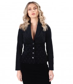 Elastic velvet jacket with printed cotton