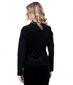 Elastic velvet jacket with printed cotton