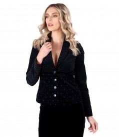 Elastic velvet jacket with printed cotton