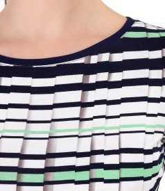 Elastic jersey blouse printed with stripes