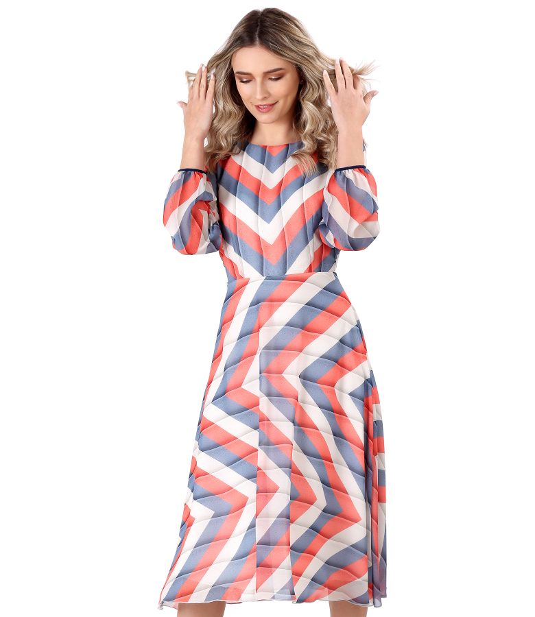 Veil dress printed with stripes