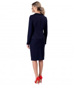 Office women suit with skirt and jacket with viscose loops.