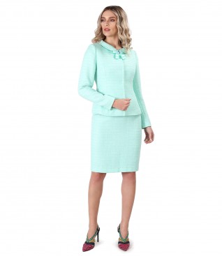 Office woman suit with jacket and viscose loops skirt