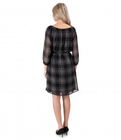 Veil dress plaid with belt