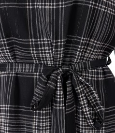 Veil dress plaid with belt