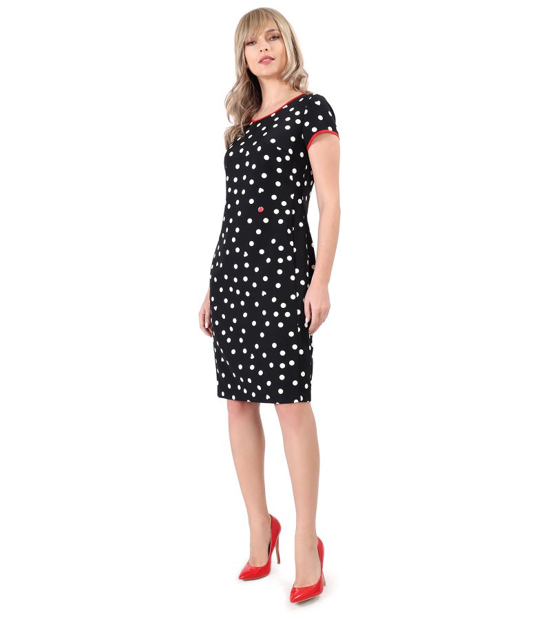 Midi dress printed with dots and hearts