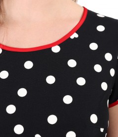 Midi dress printed with dots and hearts