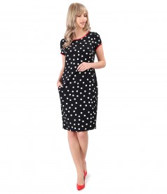 Midi dress printed with dots and hearts