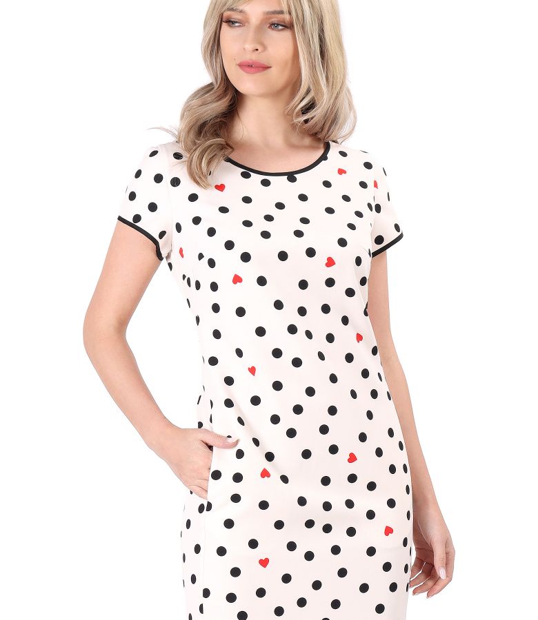 Midi dress printed with dots and hearts