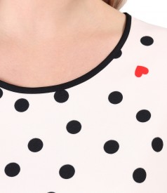 Midi dress printed with dots and hearts