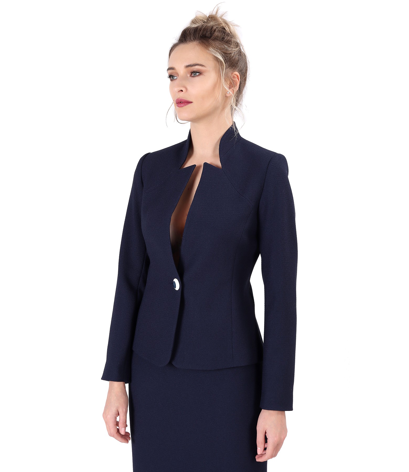 Office jacket made of elastic fabric navy blue - YOKKO