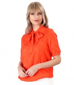 Viscose blouse with scarf collar