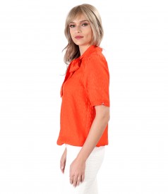 Viscose blouse with scarf collar