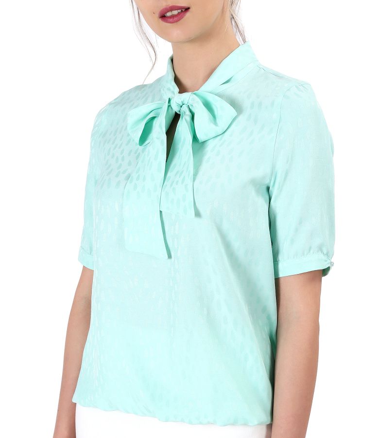 Viscose blouse with scarf collar