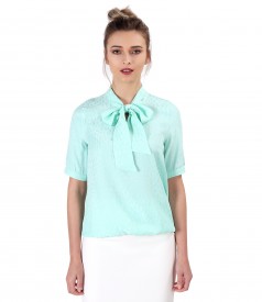 Viscose blouse with scarf collar