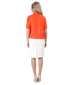 Viscose blouse with loops tapered skirt