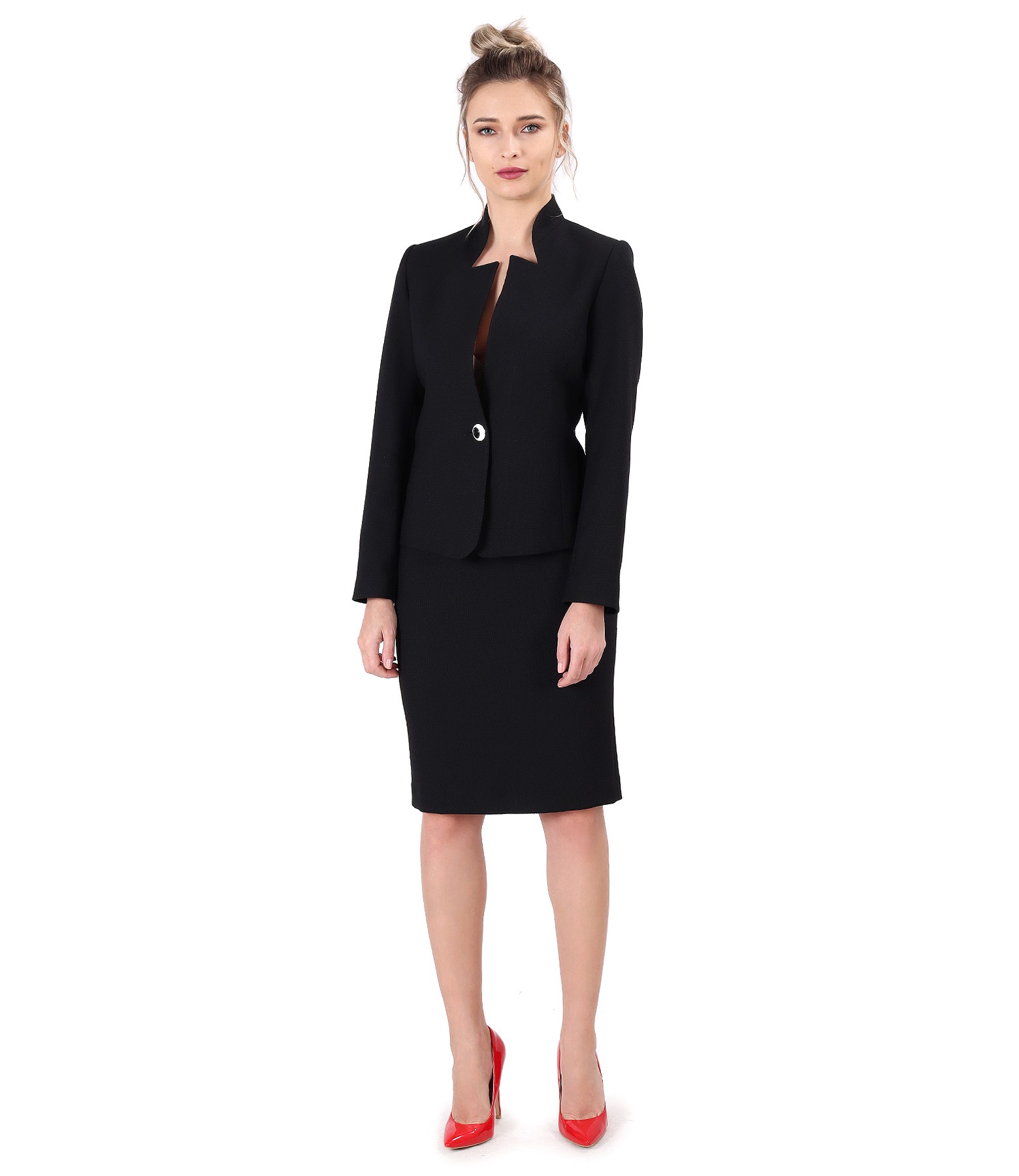 Office women suit with jacket and elastic fabric skirt - YOKKO
