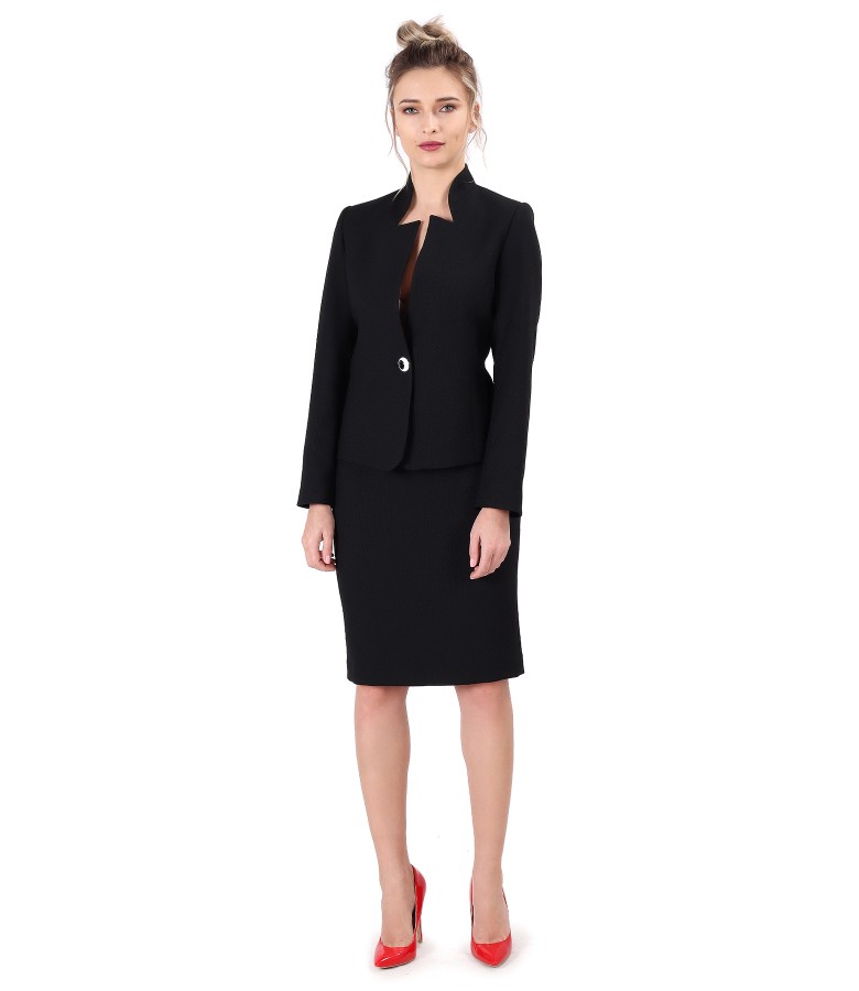 Office women suit with jacket and elastic fabric skirt