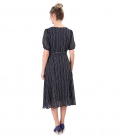 Elegant dress made of printed veil with stripes