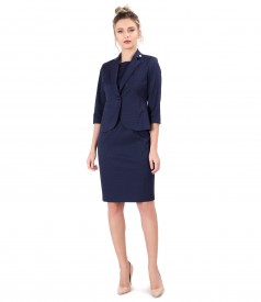 Office woman suit with dress and jacket made of textured cotton