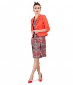 Textured cotton jacket with viscose dress