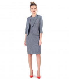 Womens office suit with striped cotton dress and jacket