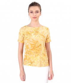 Blouse made of jersey with embossed pattern