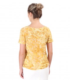 Blouse made of jersey with embossed pattern