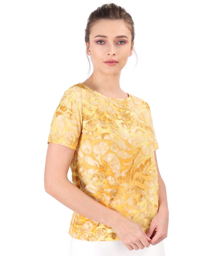 Blouse made of jersey with embossed pattern