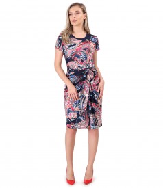 Elastic jersey dress with knot on the front