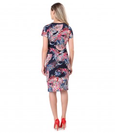 Elastic jersey dress with knot on the front