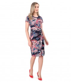 Elastic jersey dress with knot on the front