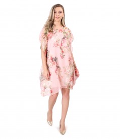 Butterfly veil dress printed with floral motifs