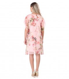 Butterfly veil dress printed with floral motifs