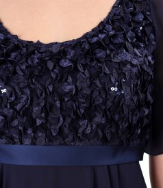 Dress with lace corset with flowers and sequins