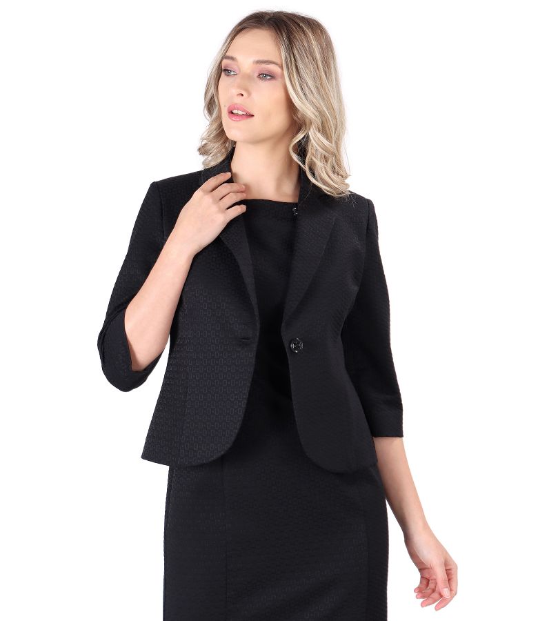 Office jacket made of textured fabric black - YOKKO