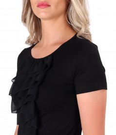 Jersey blouse with veil dickey