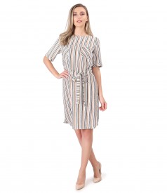 Shirt dress with waist belt