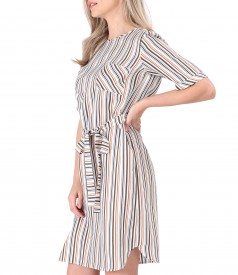 Shirt dress with waist belt