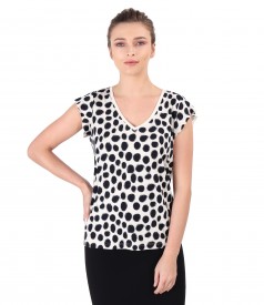 Jersey blouse printed with dots
