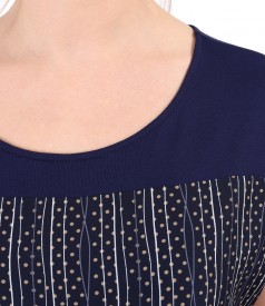 Blouse with veil front printed with stripes and dots.