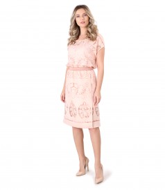 Elegant dress made of brocade organza with flax and viscose motifs