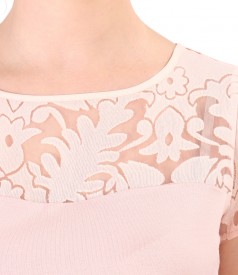 Elastic jersey blouse with brocade lining