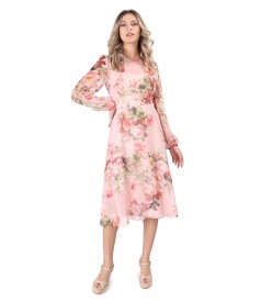 Veil dress printed with floral motifs