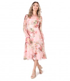 Veil dress printed with floral motifs