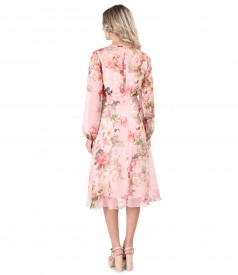 Veil dress printed with floral motifs