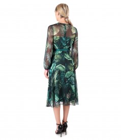 Veil dress printed with floral motifs