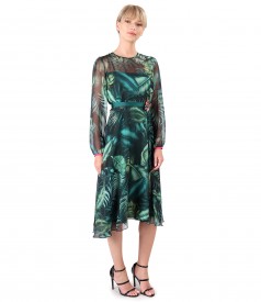 Veil dress printed with floral motifs