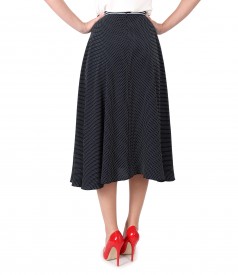 Viscose flared skirt printed with lace corner